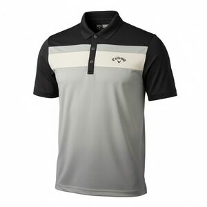 CALLAWAY Opti-Dri Mens Medium Polo Shirt Colorblock Black Grey White Gorpcore